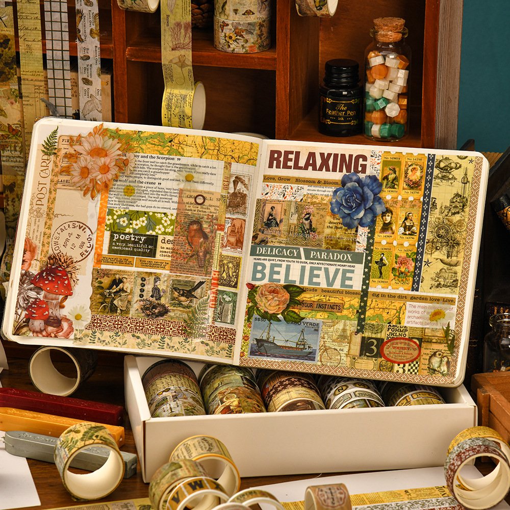 36 rolls/box Century Collection hot gold washi tape diy decorative material stickers ins retro handbook tape set
