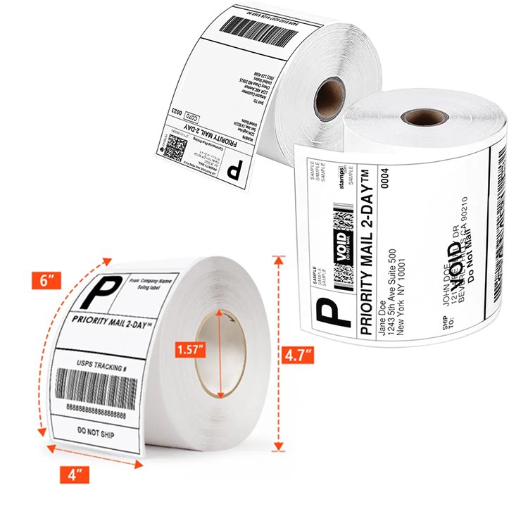 Blank White 4 X 6 Inch Direct Thermal Shipping Paper Label Roll Barcode Sticker 100x150 Thermal Label