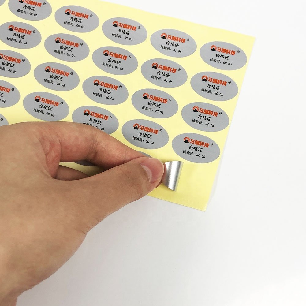 Customized Silk Screen Printing Silver PET Waterproof Stickers Computer Case Labels Electronic Packaging Stickers Sheets