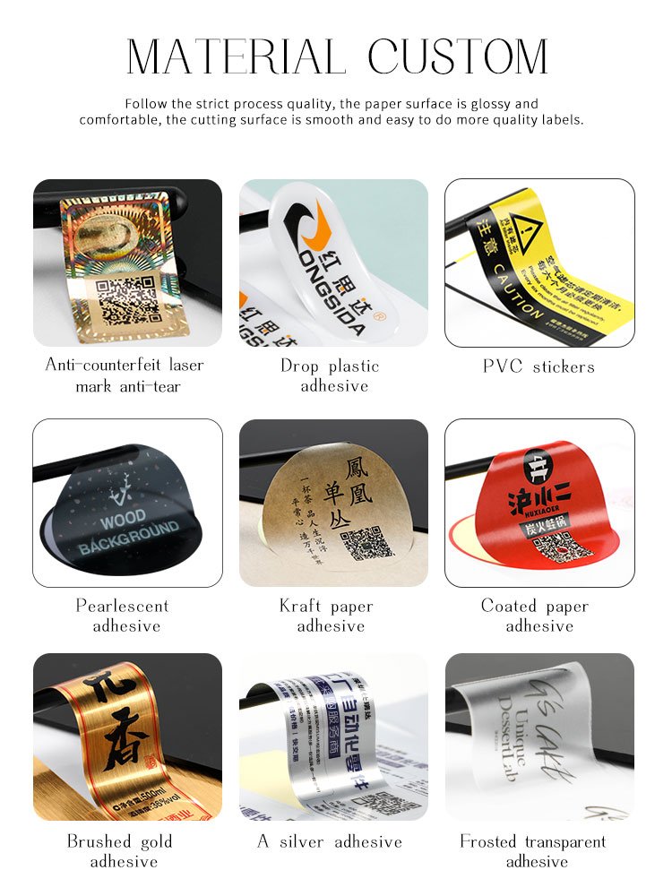 Custom Waterproof PVC Sticker Adhesive Packaging Brand Labels