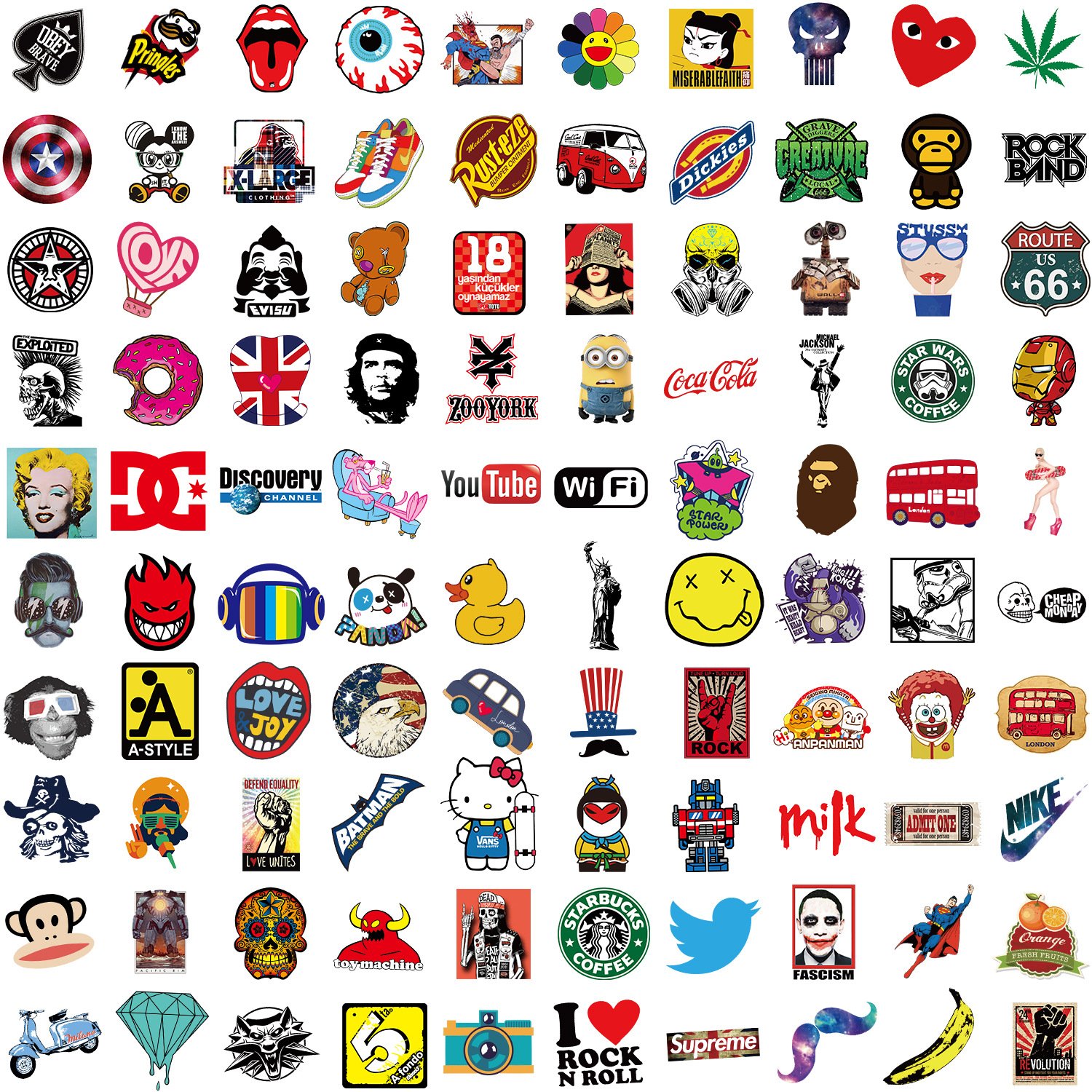 100 Pcs Horror Cool Stickers for Skateboard Motorcycle Car Styling Laptop Fridge Luggage Bicycle Graffiti PVC Waterproof Sticker