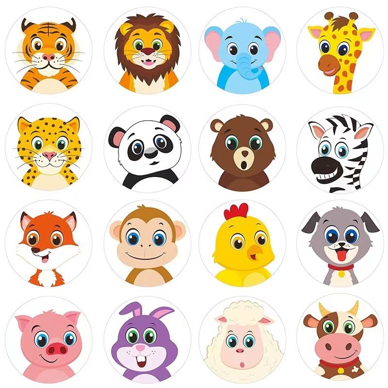 Die Cut Design Adhesive Cute Animals Cartoon Decals Baby Custom Logo Stickers Packaging Labels