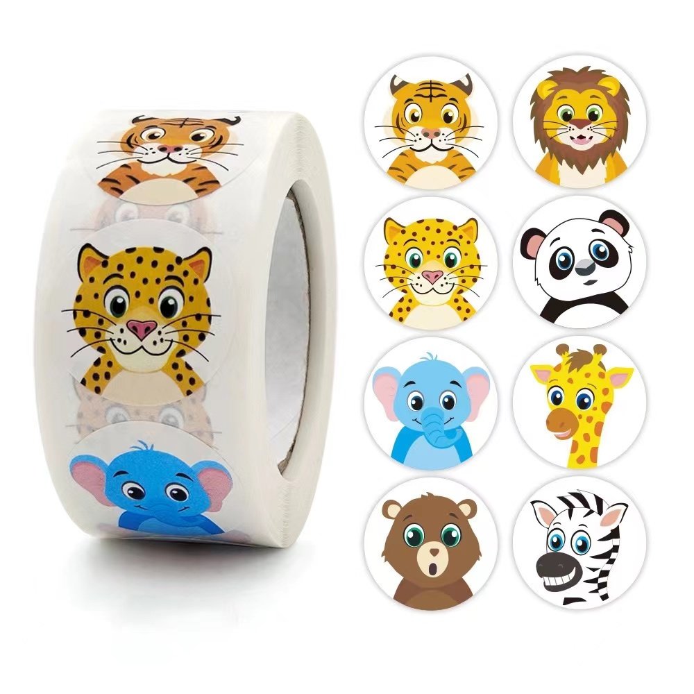 Die Cut Design Adhesive Cute Animals Cartoon Decals Baby Custom Logo Stickers Packaging Labels