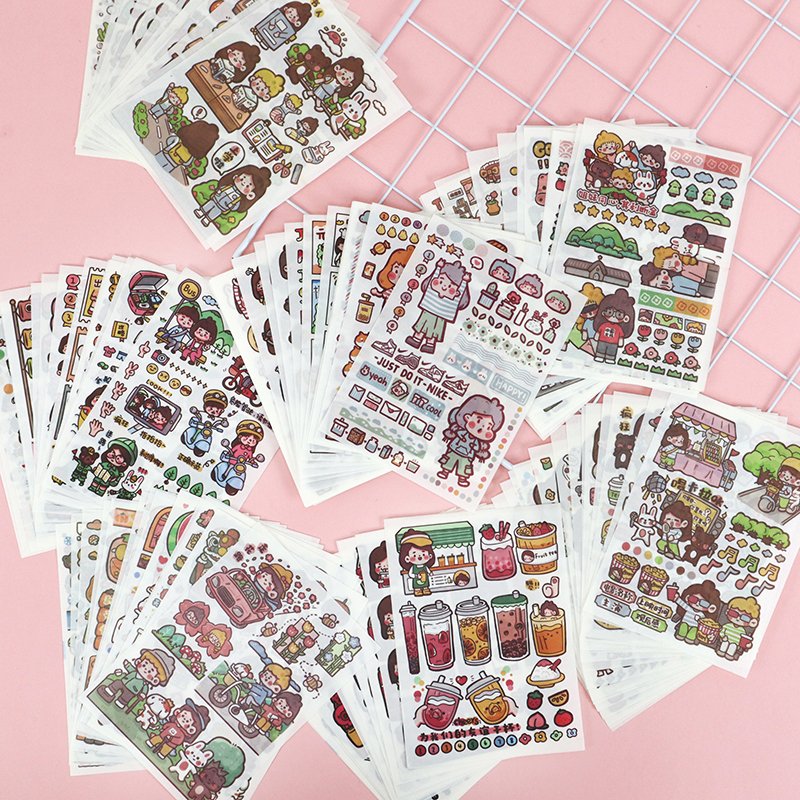 16 Cute Decorative stickers Without Packaging Custom stickers Washi sticker Decorate Small Household Items Cartoon