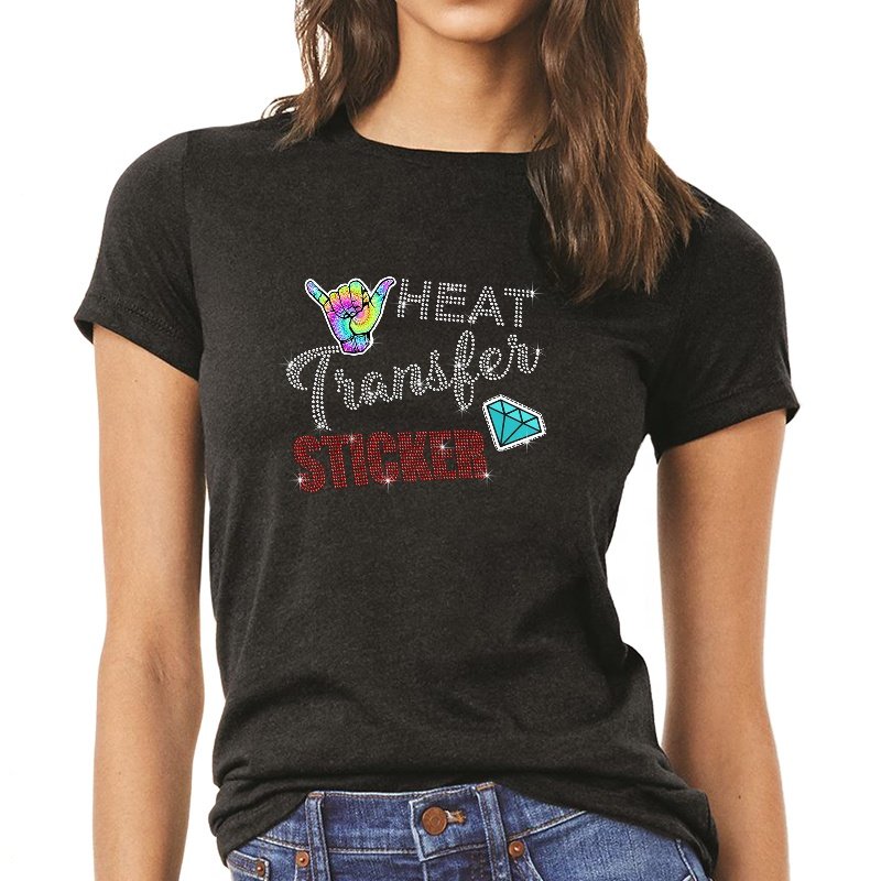 Wholesale Bling Heat Transfer Sticker T-Shirt Rhinestones Appliques Heat Transfer Sticker For Hat