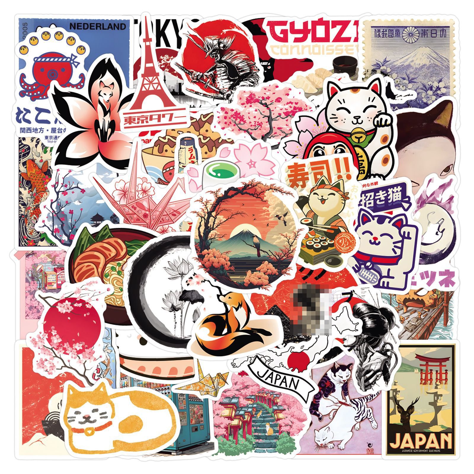 55Pcs Japanese Culture Trendy Logo Graffiti Stickers For Bottle Luggage Decor Cool Cartoon Tokyo Sticker