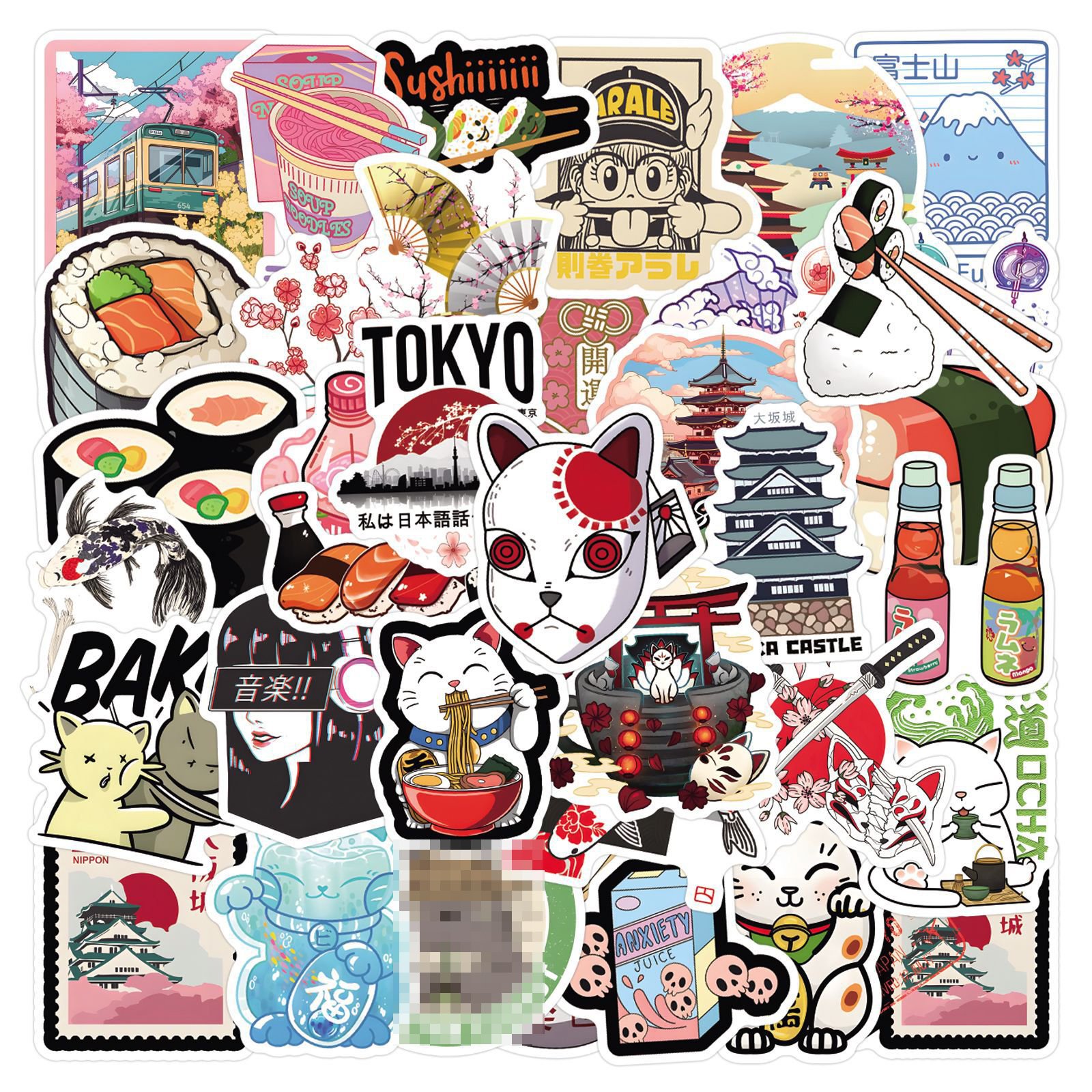 55Pcs Japanese Culture Trendy Logo Graffiti Stickers For Bottle Luggage Decor Cool Cartoon Tokyo Sticker