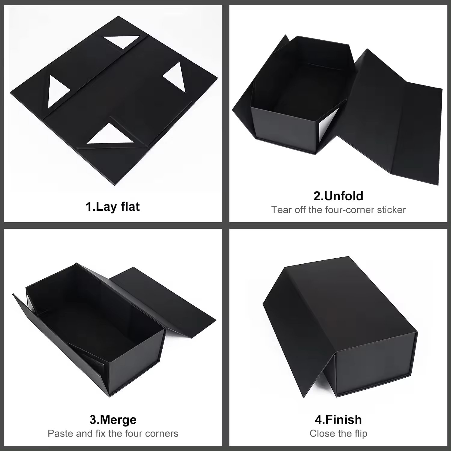 Hot Custom Luxury Folding Magnetic Gift Box Black Ribbon Handle Hard Rigid Cardboard Packaging Box Clothing Shoe Paper Box