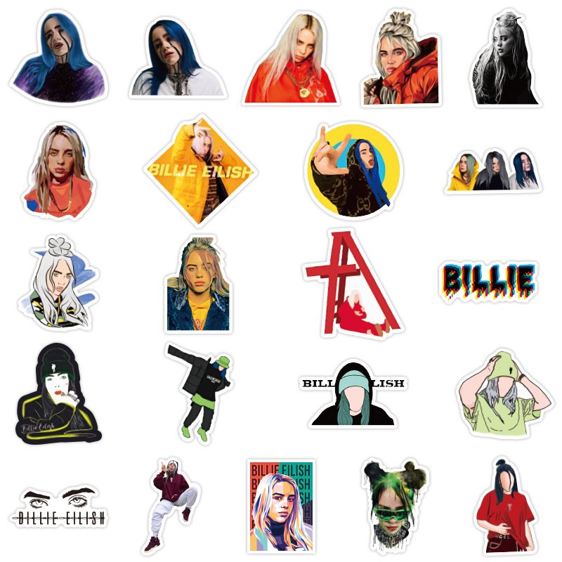 ZY3117X 50Pcs Singer Billie Eilish Scrapbook Graffiti DIY Stickers Decorative Guitar Laptop Luggage Vinyl Waterproof Stickers
