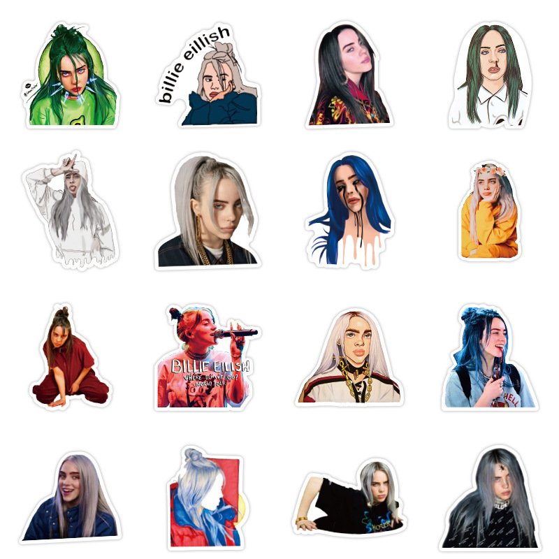 ZY3117X 50Pcs Singer Billie Eilish Scrapbook Graffiti DIY Stickers Decorative Guitar Laptop Luggage Vinyl Waterproof Stickers