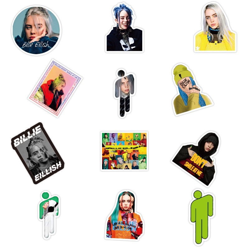 ZY3117X 50Pcs Singer Billie Eilish Scrapbook Graffiti DIY Stickers Decorative Guitar Laptop Luggage Vinyl Waterproof Stickers