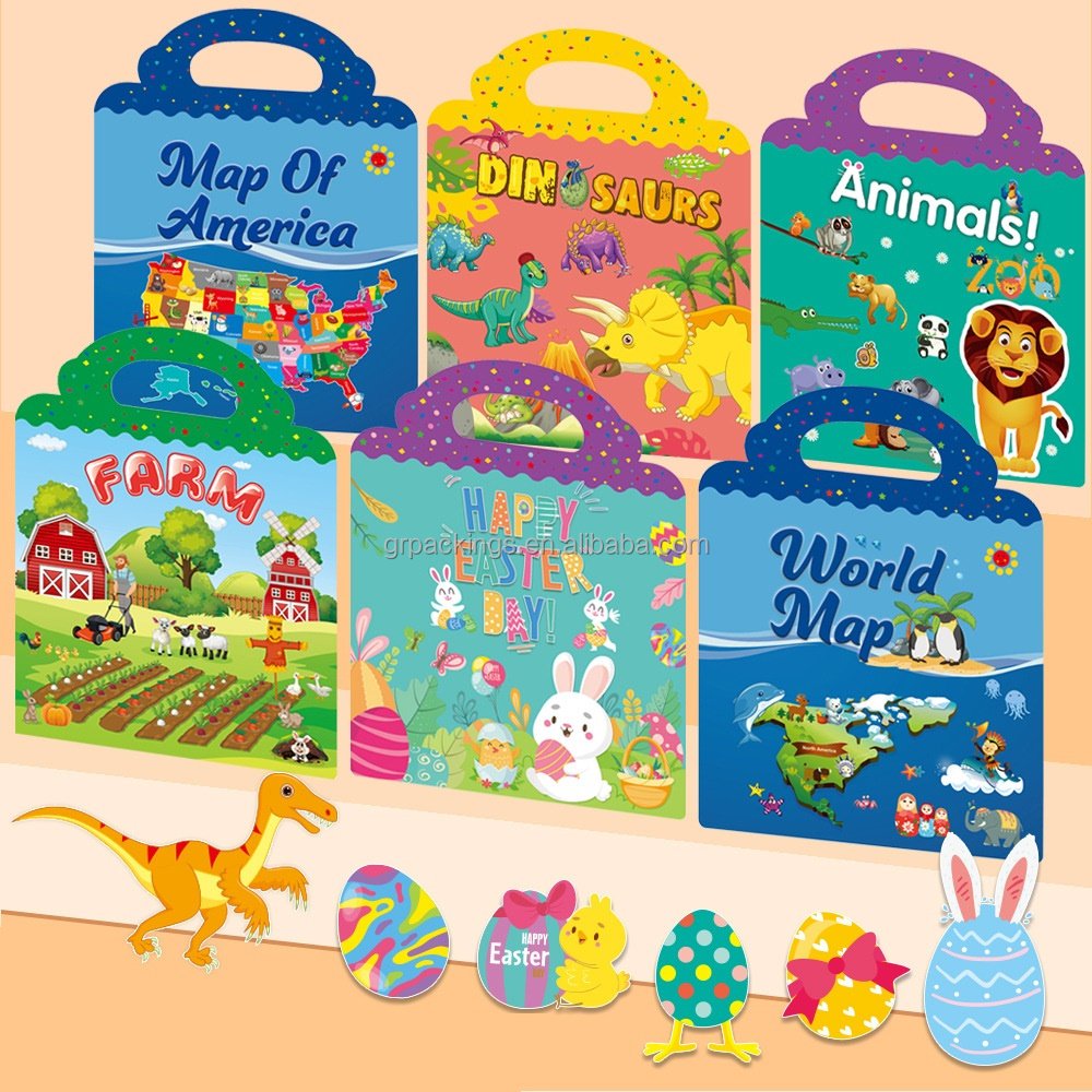 Reusable Sticker Books for Kids Sticker Books for Toddlers Age 2-4 Cute Waterproof Stickers for kids Girls Boys travel toy
