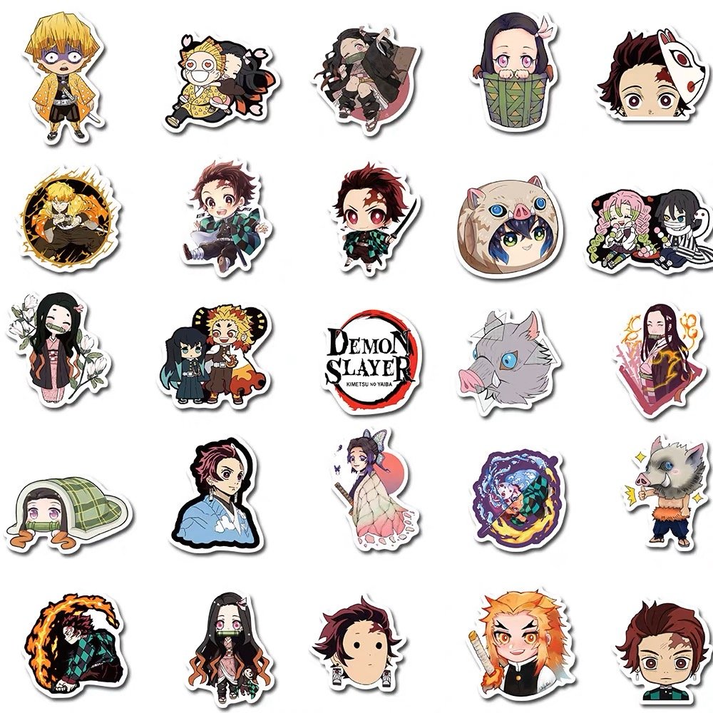Hot Self Stickers Anime Demon Slayer Kimetsu No Yai Doodle For Suitcase Trolley Case Notebook Phone Sticker Custom