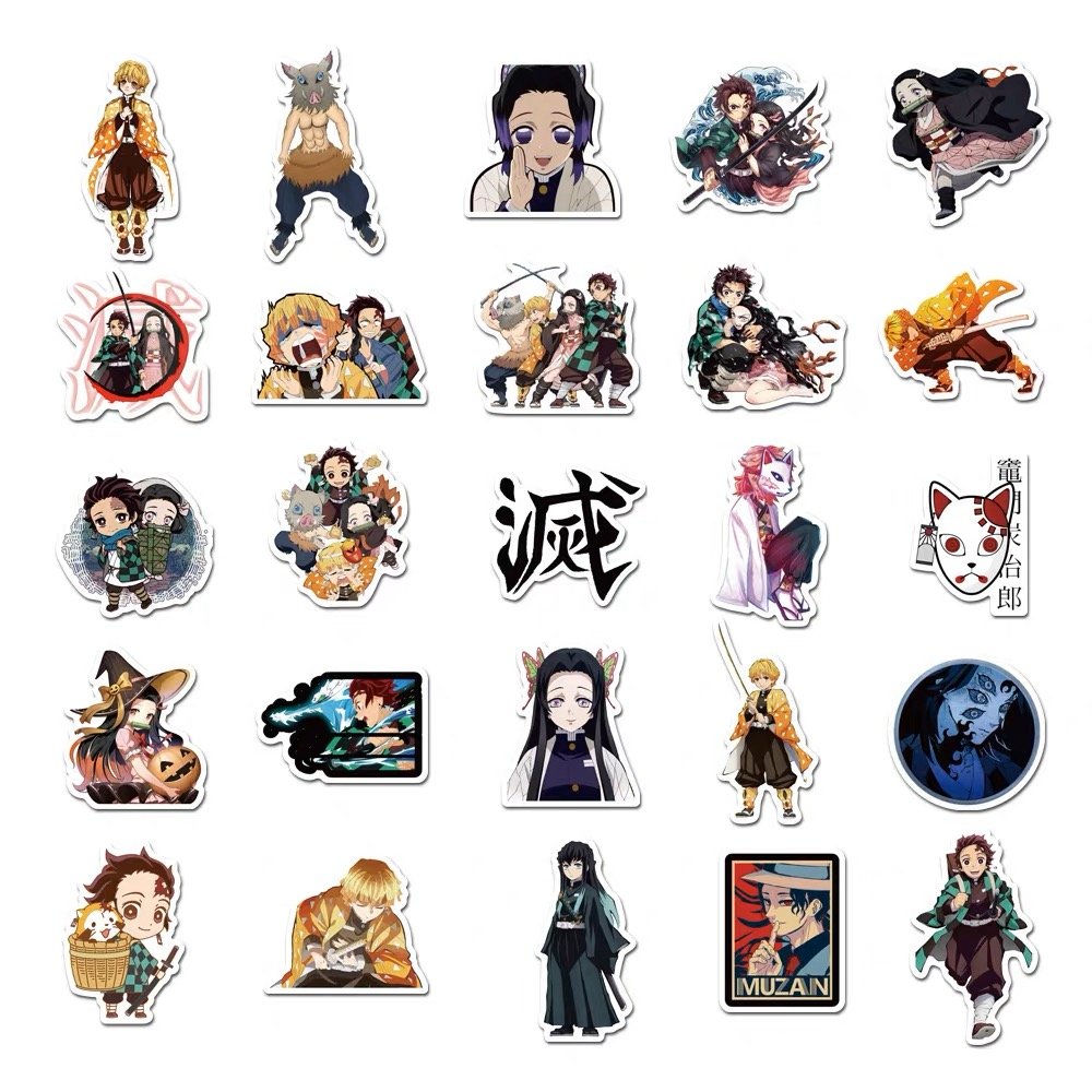 Hot Self Stickers Anime Demon Slayer Kimetsu No Yai Doodle For Suitcase Trolley Case Notebook Phone Sticker Custom