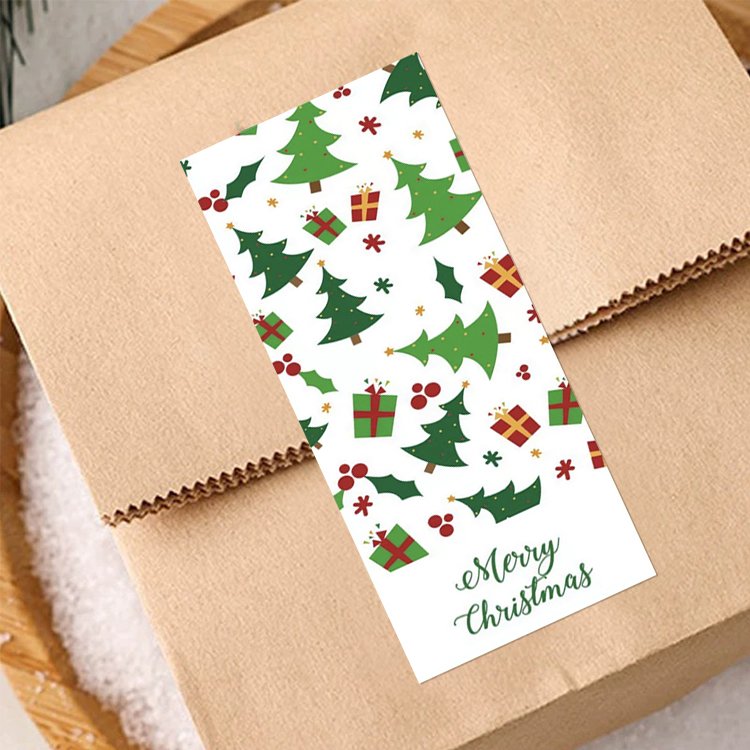 Customizable Christmas Stickers Festive Holiday Packing Label Decor Snowflakes Reindeer Santa Claus Vinyl PVC Waterproof sticker