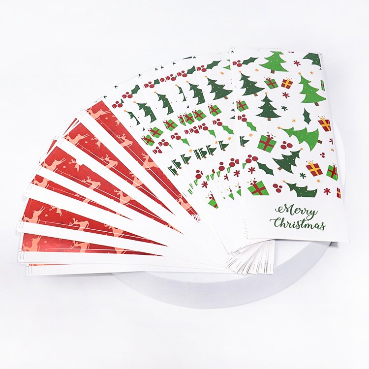 Customizable Christmas Stickers Festive Holiday Packing Label Decor Snowflakes Reindeer Santa Claus Vinyl PVC Waterproof sticker