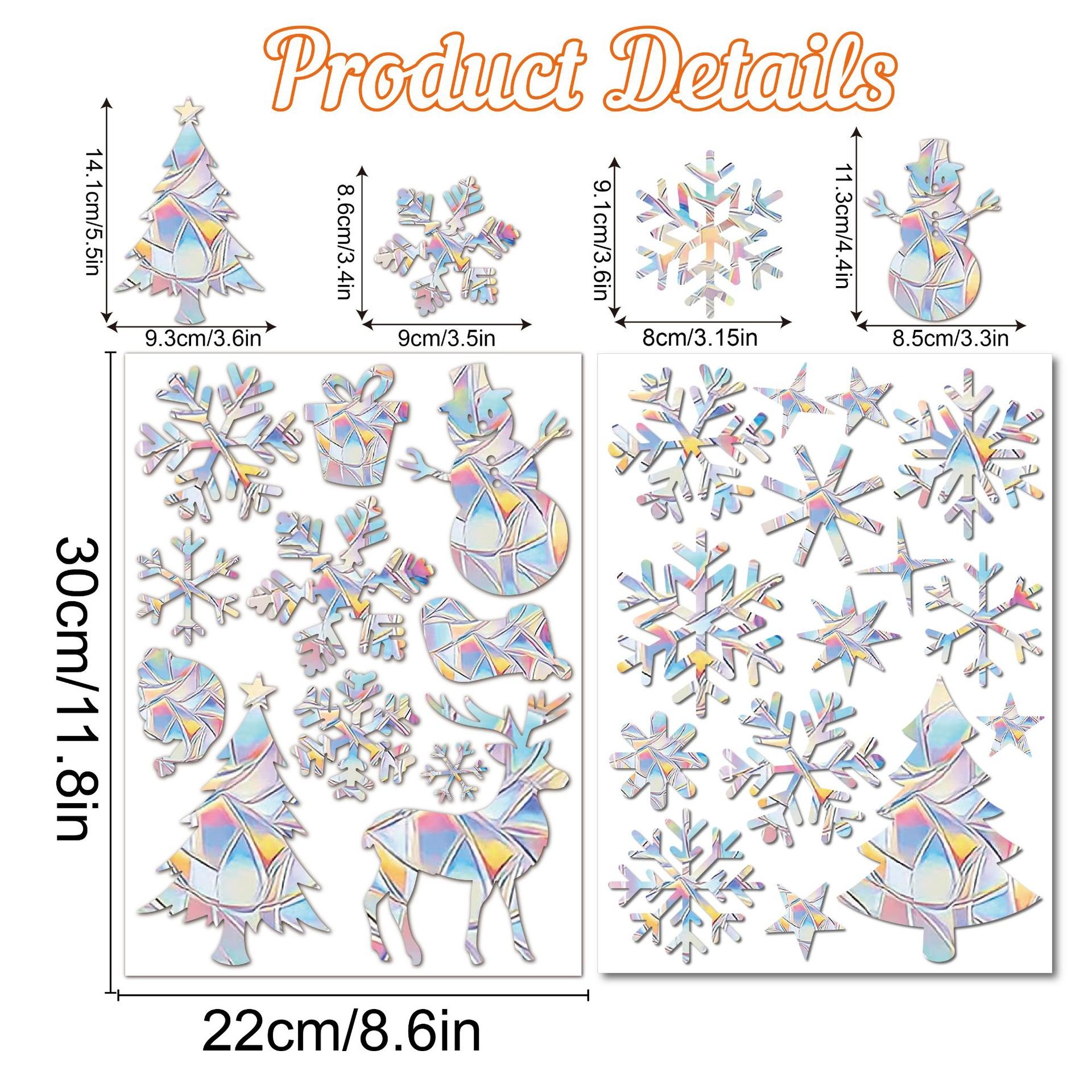 Christmas Non-Adhesive Rainbow PVC Prism Static Glass Stickers Window Clings Prismatic Stickers Window Suncatcher Stickers