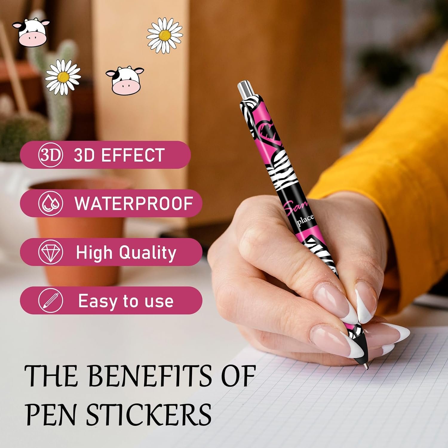 Cow Print UV DTF Pen Wraps Leopard Print UV Stickers for Pen Zebra Dog Paw Decals Waterproof UV DTF Transfer Sticker for DIY Pen