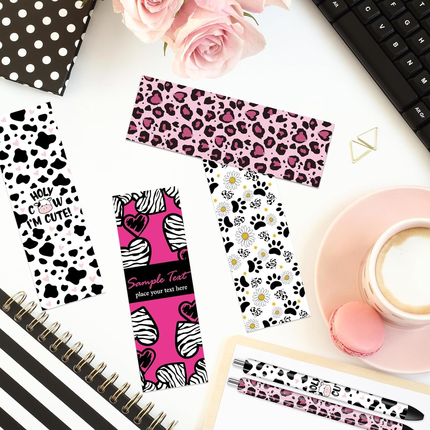 Cow Print UV DTF Pen Wraps Leopard Print UV Stickers for Pen Zebra Dog Paw Decals Waterproof UV DTF Transfer Sticker for DIY Pen