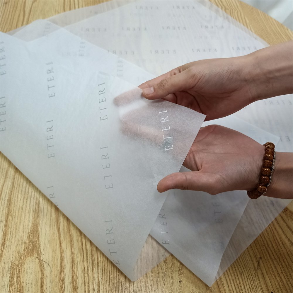High Quality Custom Print silver logo Wrapping Tissue Paper with company logo stickers For Soap clothes packaging