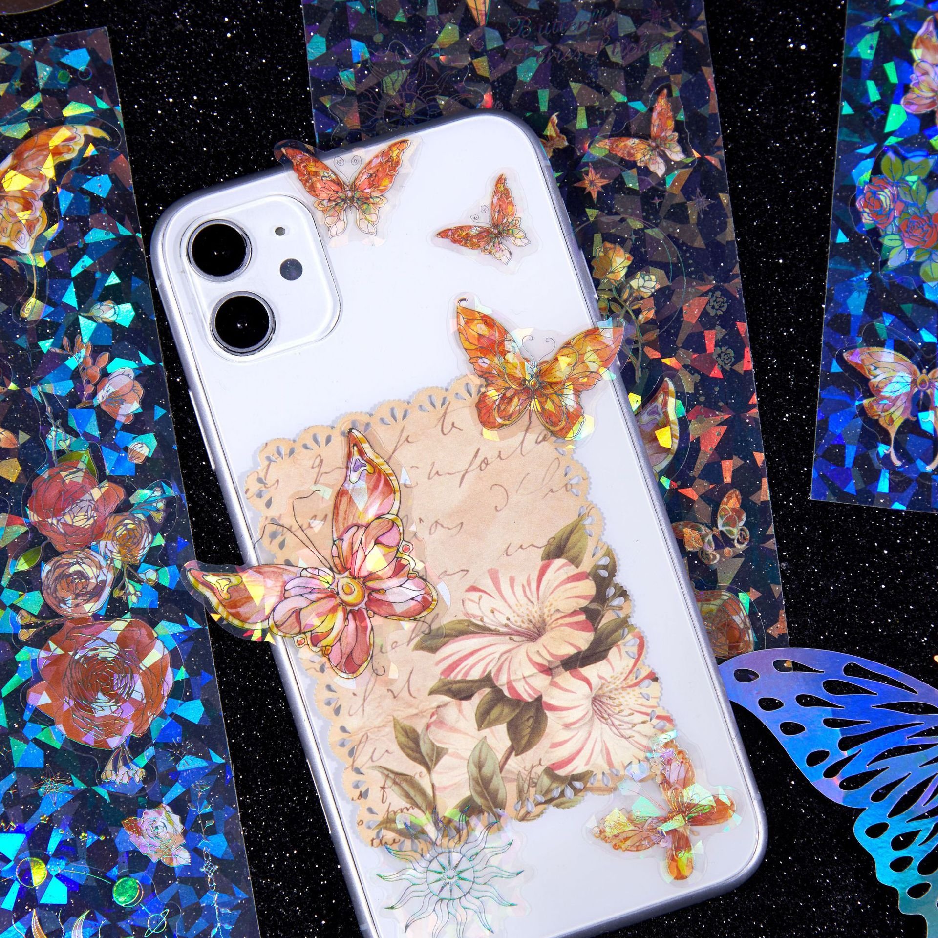 3 sheets per pack of PET stickers Realm Dream Butterfly series Shell Light Butterfly hand account collage material 8 styles