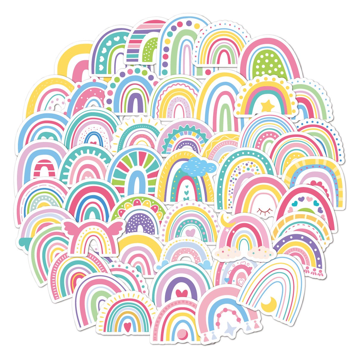 Wholesale 50pcs/bag Reaty to Ship Custom Waterproof Vinyl Adhesive PVC Die Cut Sticker Logo Label Printing Stickers