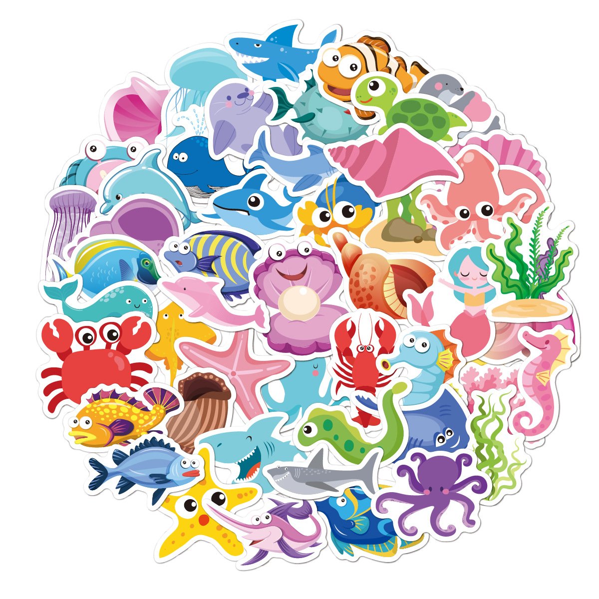 Wholesale 50pcs/bag Reaty to Ship Custom Waterproof Vinyl Adhesive PVC Die Cut Sticker Logo Label Printing Stickers