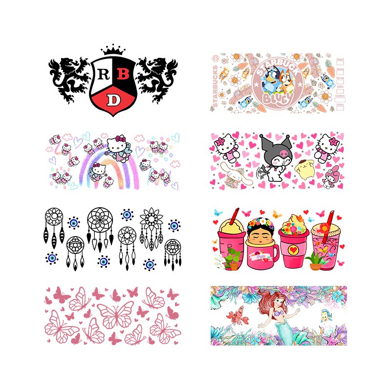 Custom Waterproof Adhesive Logo Label Printing transfer sticker 3D uv dtf cup wrap transfer stickers for Water Bottle