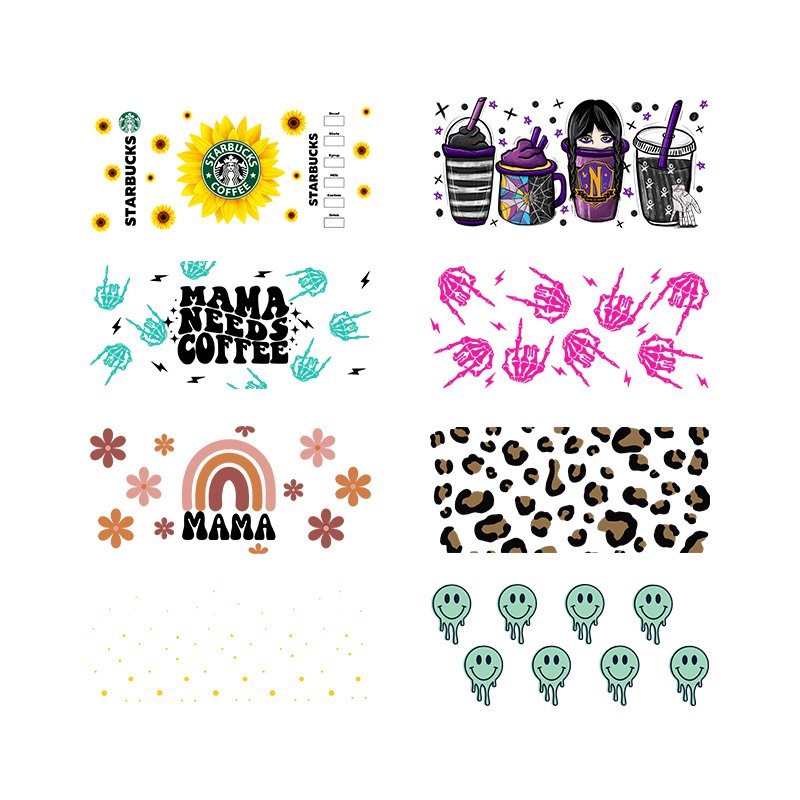 Custom Waterproof Adhesive Logo Label Printing transfer sticker 3D uv dtf cup wrap transfer stickers for Water Bottle