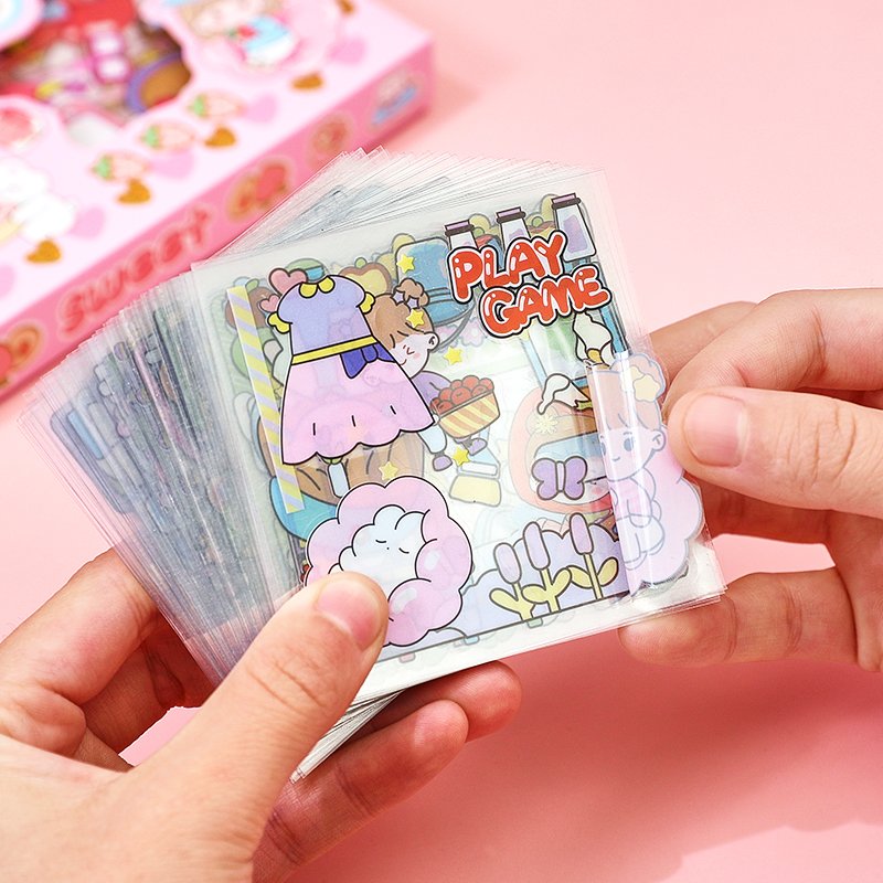 Stickers 100 Pcs Cartoon Stickers Boxs gold stamping Cute Decorative Stickers Set Custom for Students Girls kids