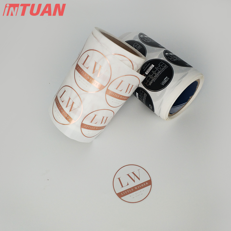 Custom Waterproof Custom round adhesive synthetic paper bottle label, roll logo label sticker printing