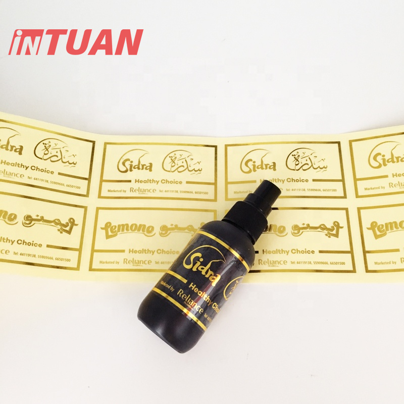 Custom Waterproof Custom round adhesive synthetic paper bottle label, roll logo label sticker printing