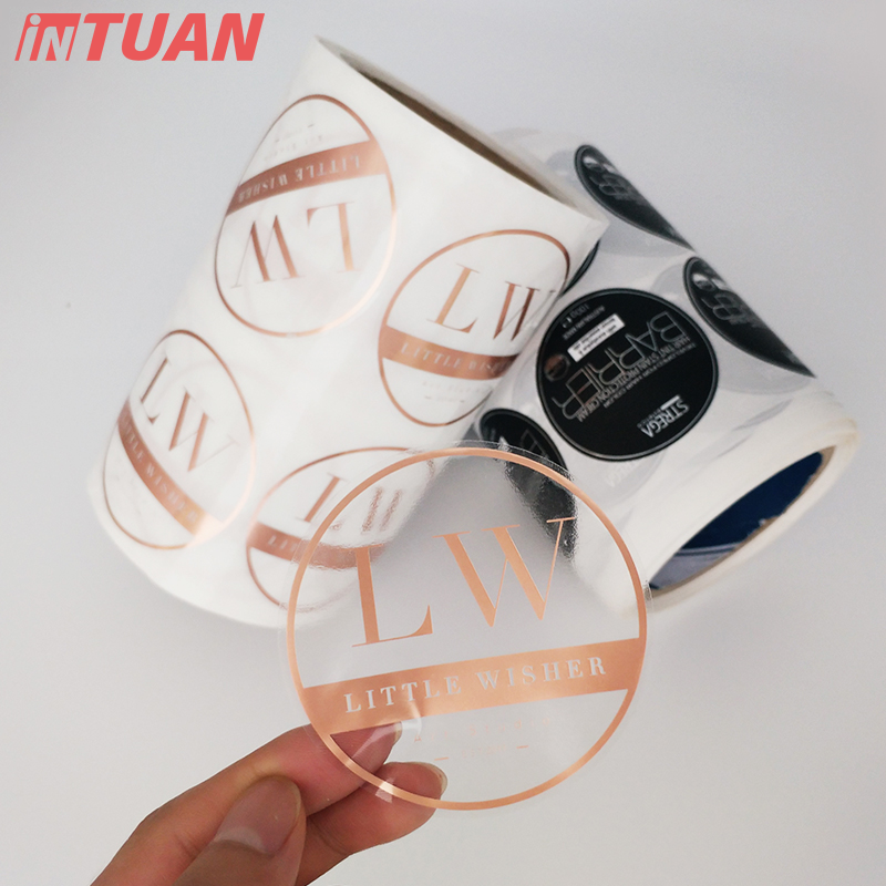 Custom Waterproof Custom round adhesive synthetic paper bottle label, roll logo label sticker printing