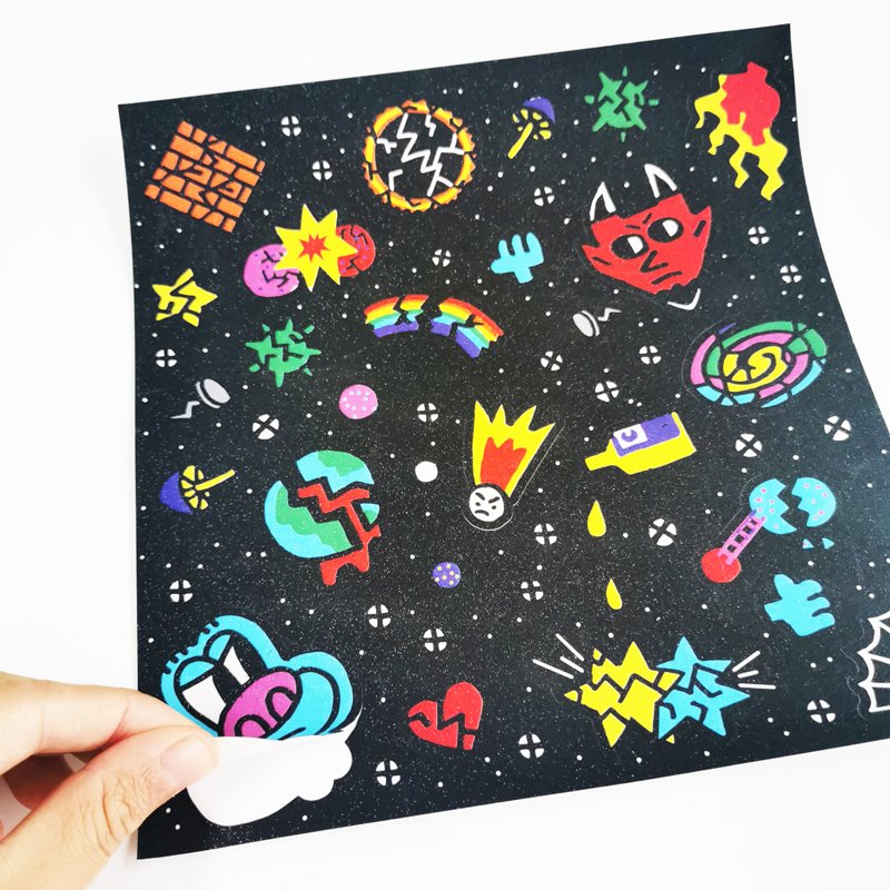 custom Logo waterproof anime vinyl sticker sheet pack packaging,die cut packing logo sticker