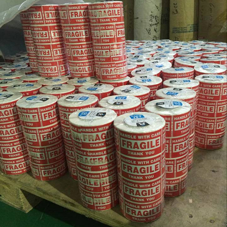 Factory Supply Warning Label Sticker Fragile Handle With Care Self Adhesive 500 Labels Roll