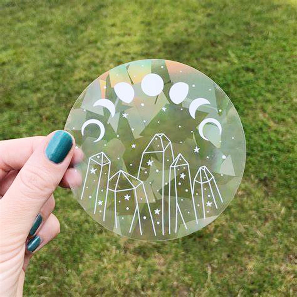 Custom Sun Catcher Stickers Cloud Home Decorative Decal Static Wall Sticker Cute Dog PVC Rainbow Clear Prism Suncatcher Sticker