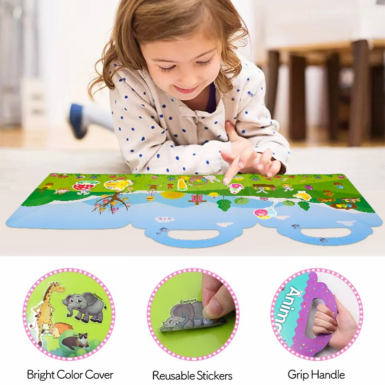Custom 15 designs kids sticker book for Game dress up gift reusable sticker book printing