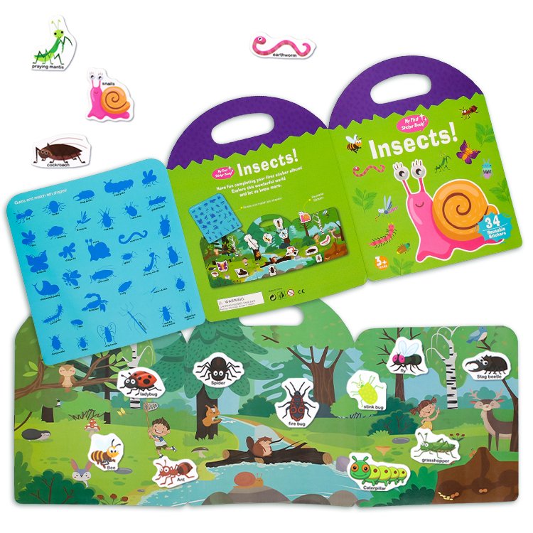 Custom 15 designs kids sticker book for Game dress up gift reusable sticker book printing