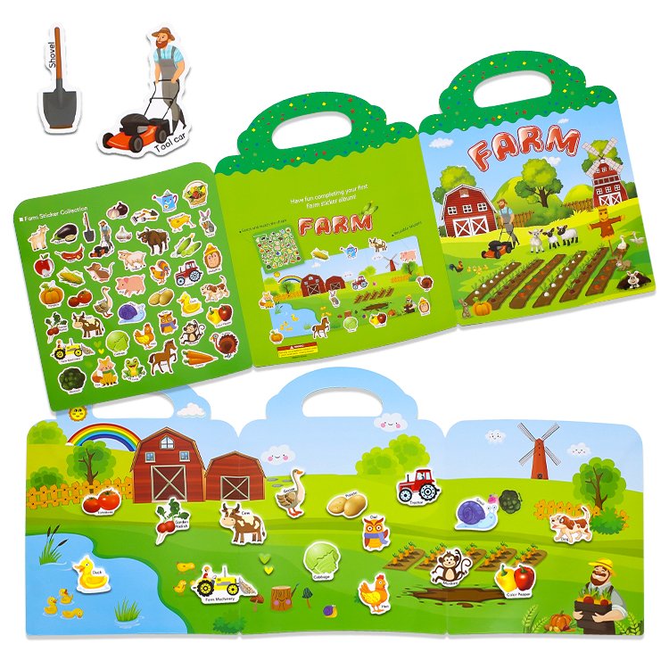 Custom 15 designs kids sticker book for Game dress up gift reusable sticker book printing