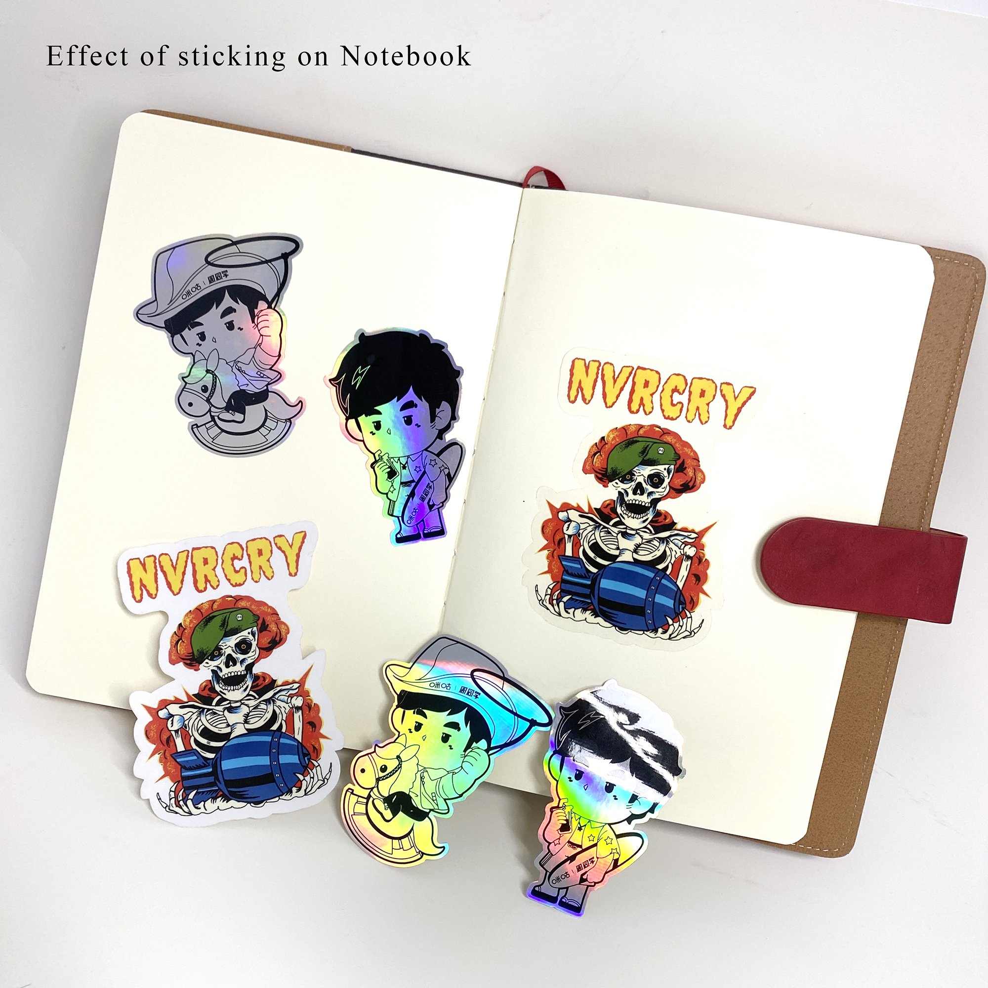Custom Die Cut Logo label Printing Durable White Vinyl Transparent Adhesive Waterproof Die Cut Stickers Sheet