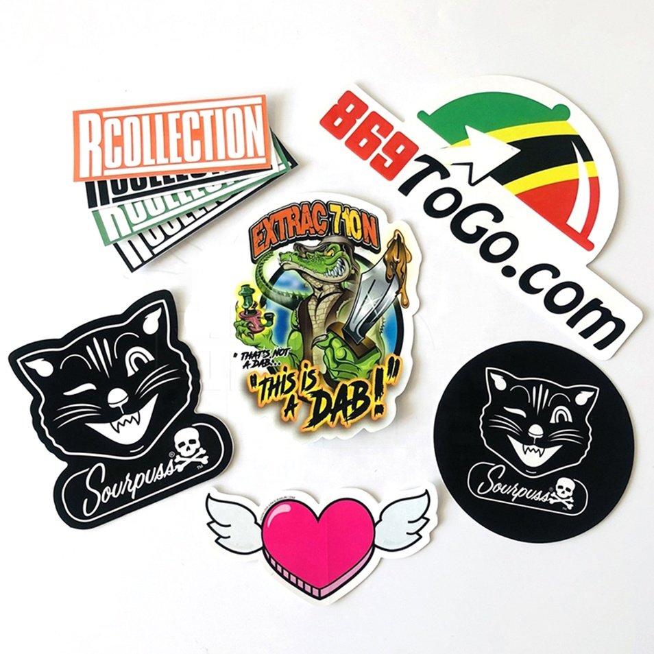 Custom Die Cut Logo label Printing Durable White Vinyl Transparent Adhesive Waterproof Die Cut Stickers Sheet