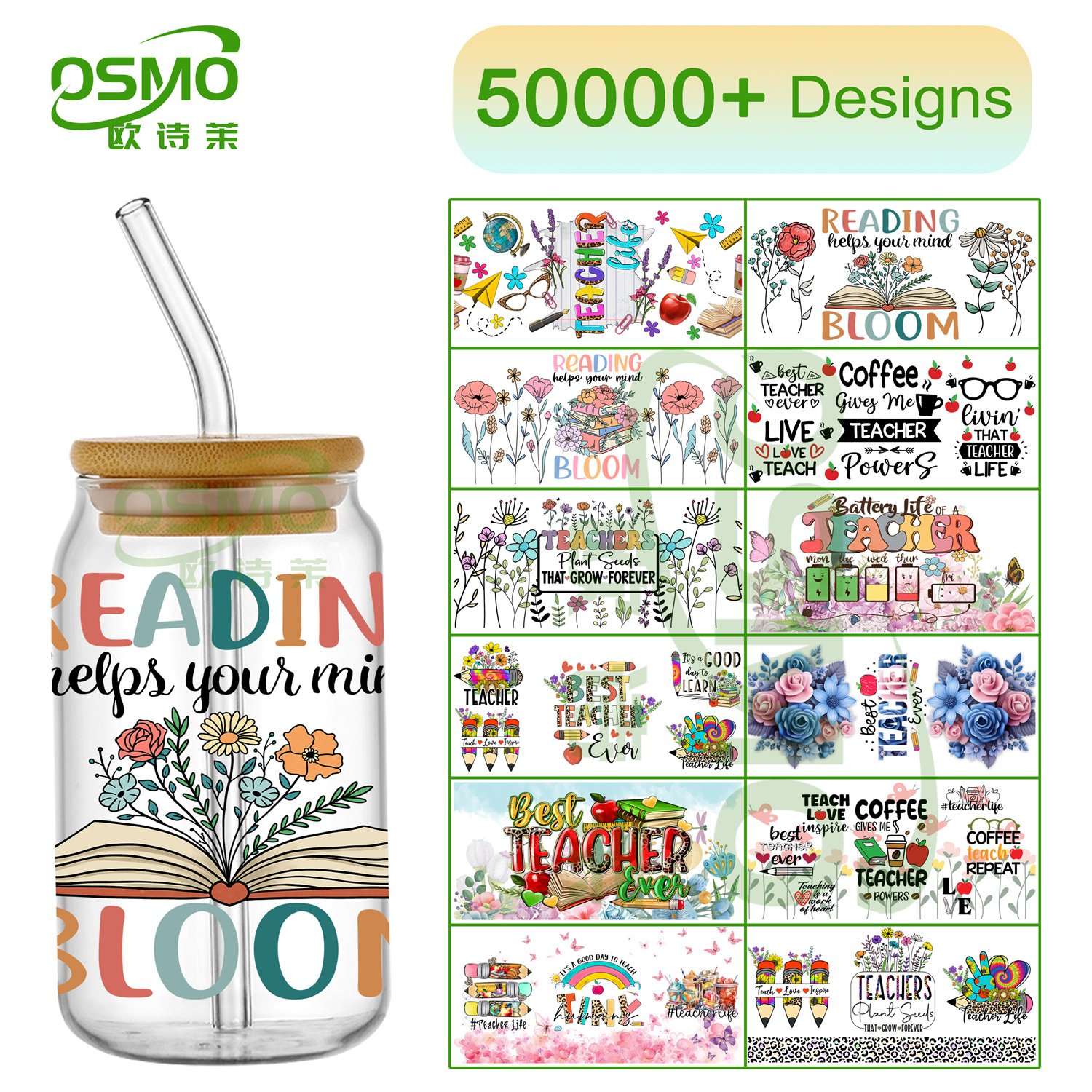 Osmo Colourful cat UV Dtf Wraps Stickers cute cat Decals Waterproof Sticker custom Adhesive Uv Transfer for 16oz Glass