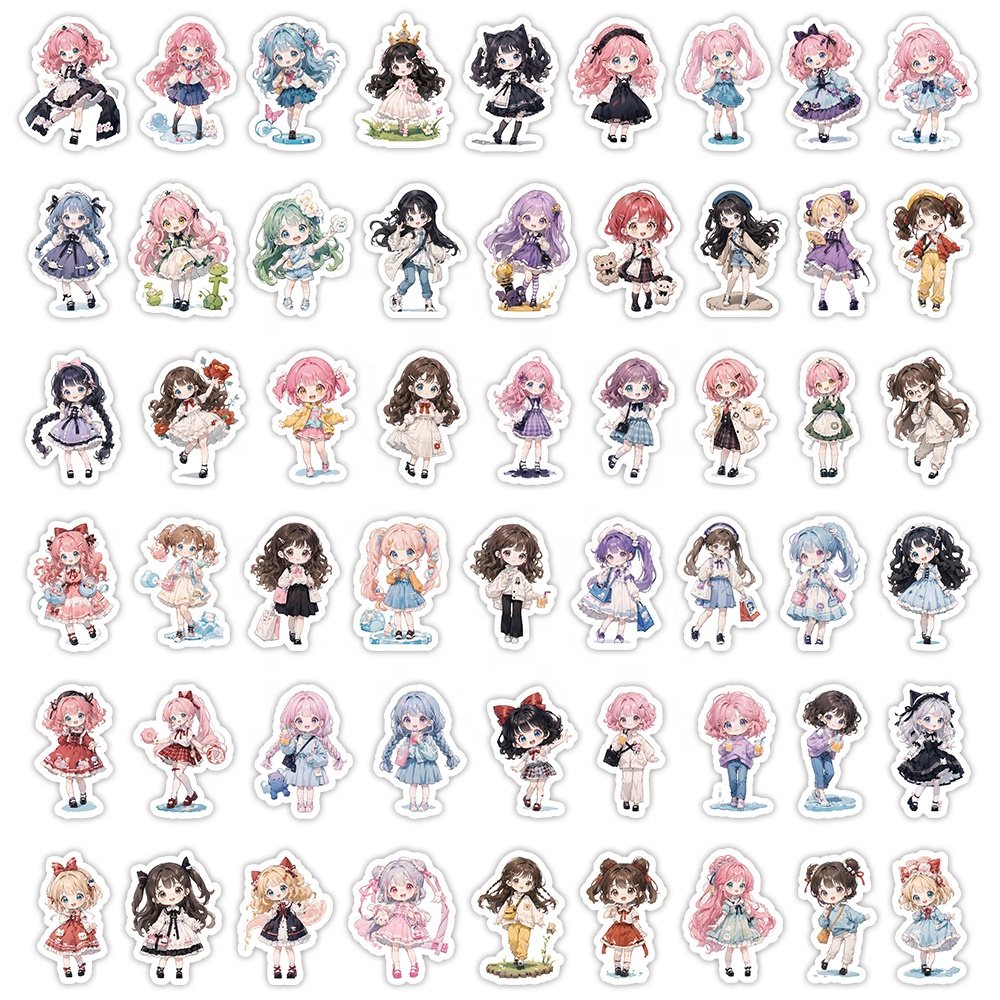 103PCS Loli Girl Cartoon Decor Stickers Custom Waterproof Vinyl Luggage Laptop Skateboard DIY Young Girl Kawaii Cute Stickers