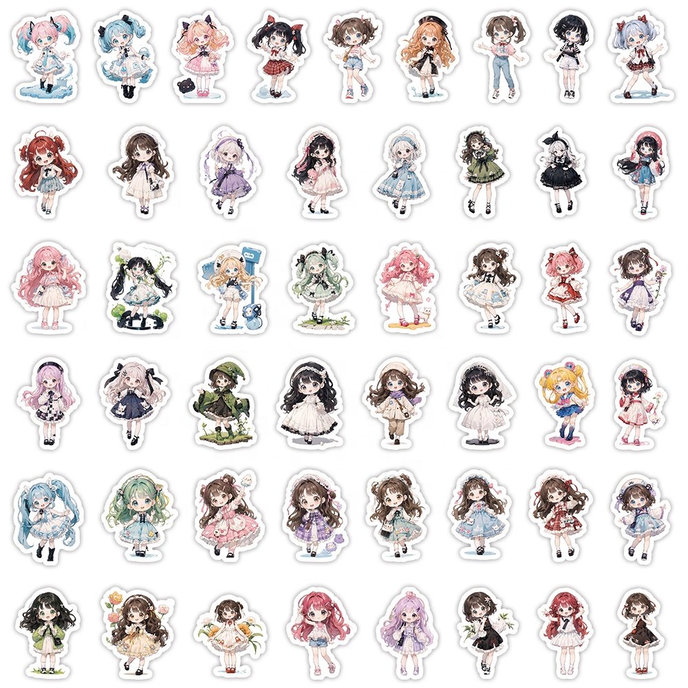 103PCS Loli Girl Cartoon Decor Stickers Custom Waterproof Vinyl Luggage Laptop Skateboard DIY Young Girl Kawaii Cute Stickers