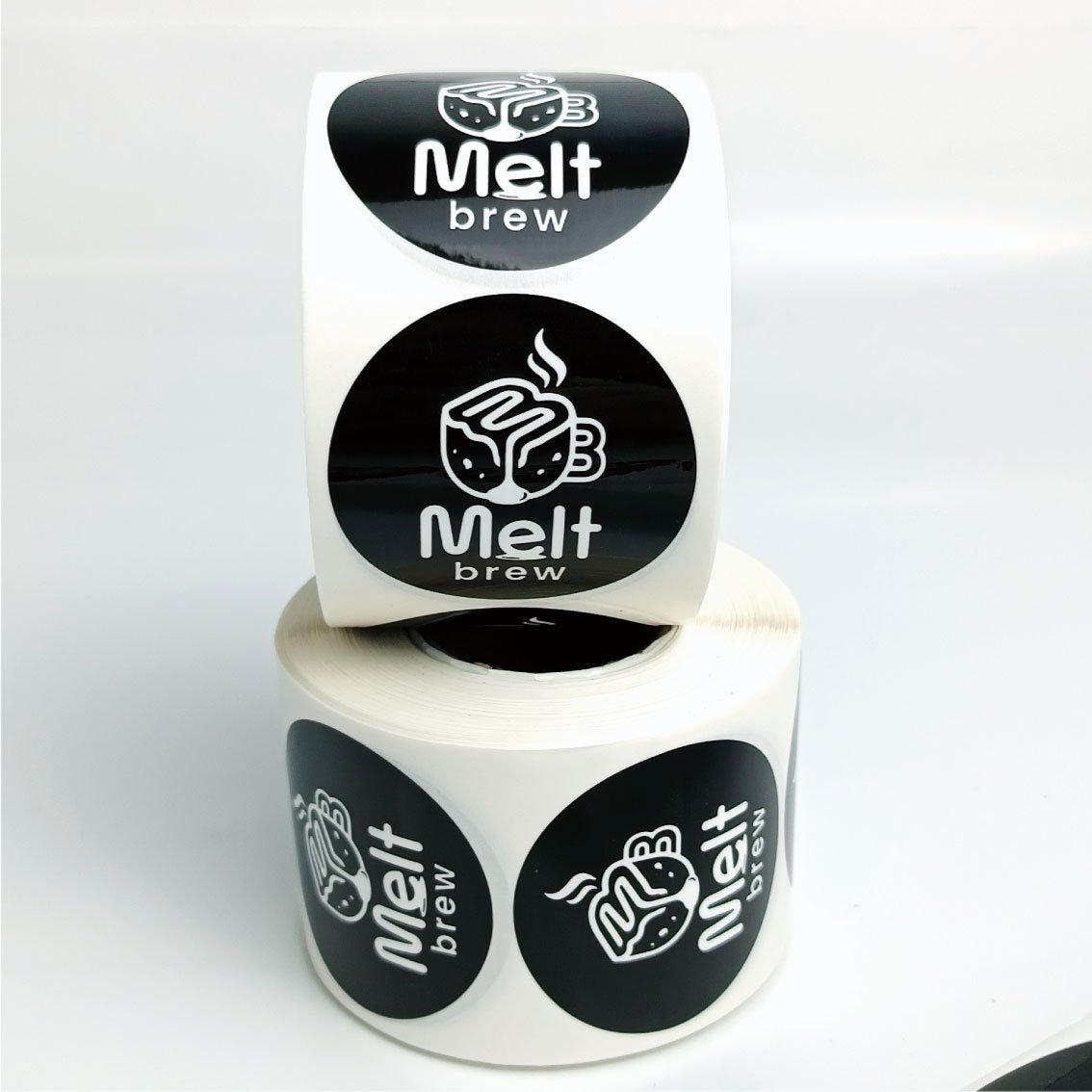 Custom logo food packaging label printing adhesive waterproof round sealed packaging sticker roll