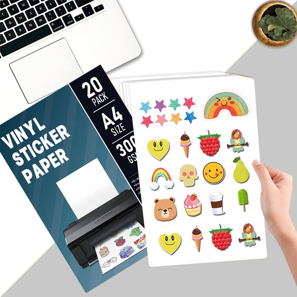 Fy A4 Premium Printable Vinyl Matte Sheet Transparent Waterproof Sticker Inkjet Printer Glossy Stickers Paper For Laser Print