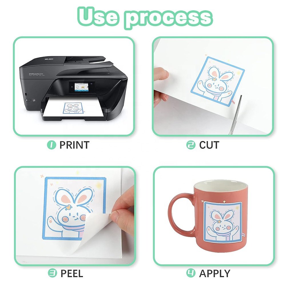 Fy A4 Premium Printable Vinyl Matte Sheet Transparent Waterproof Sticker Inkjet Printer Glossy Stickers Paper For Laser Print