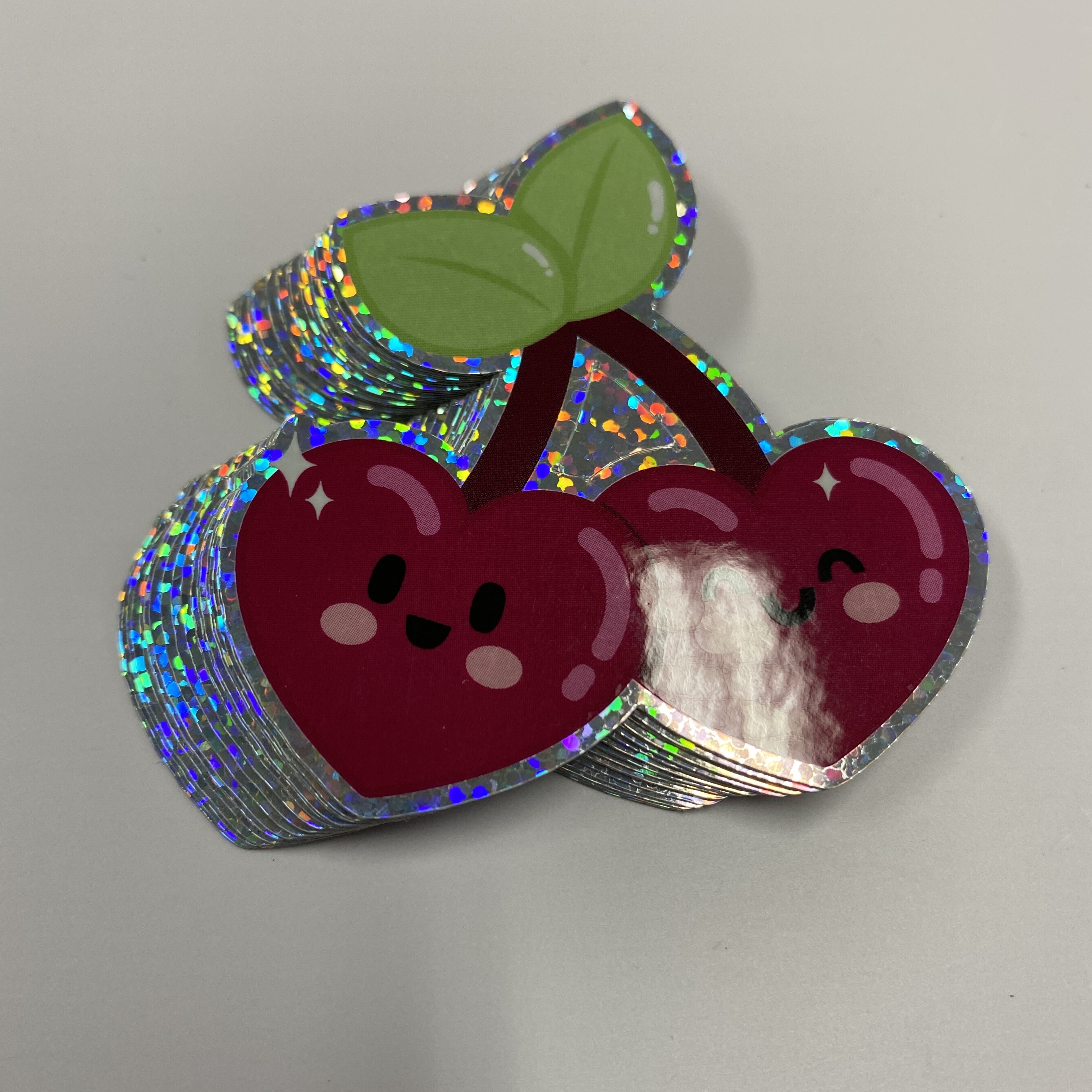 Free Mock up Custom Waterproof Printing Logo Decoration Gloss Vinyl Glitter Holographic Custom Die Cut Sticker