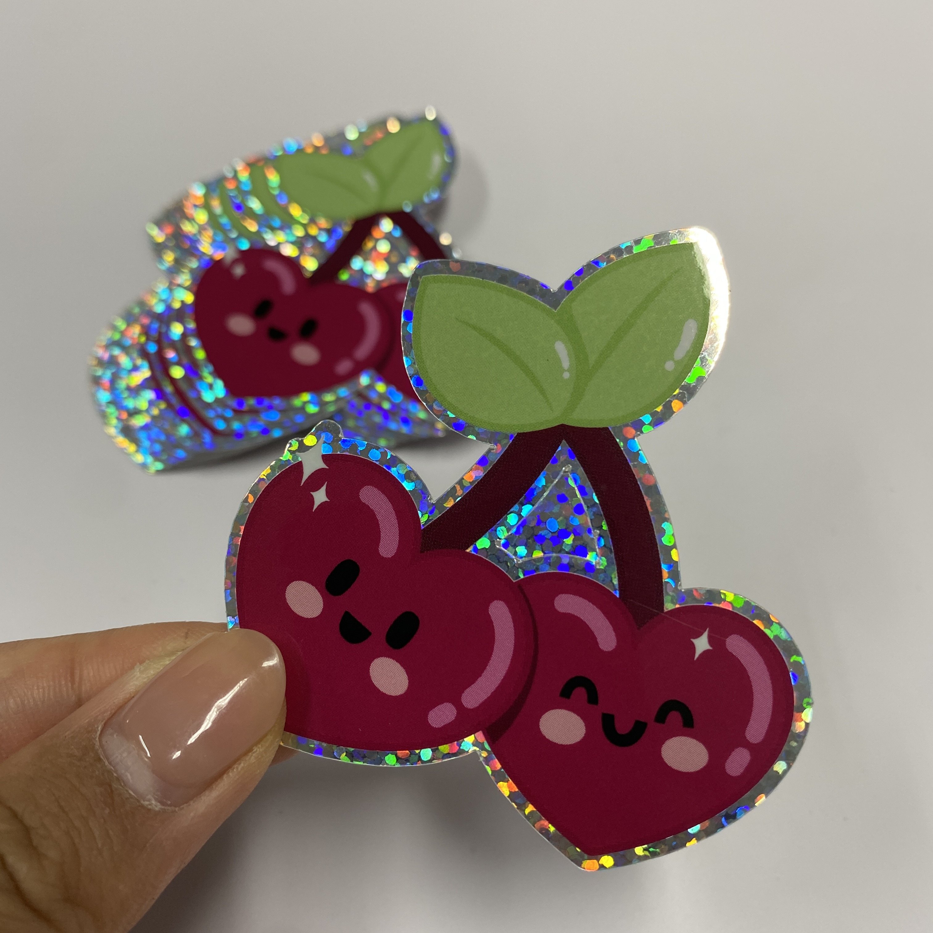 Free Mock up Custom Waterproof Printing Logo Decoration Gloss Vinyl Glitter Holographic Custom Die Cut Sticker