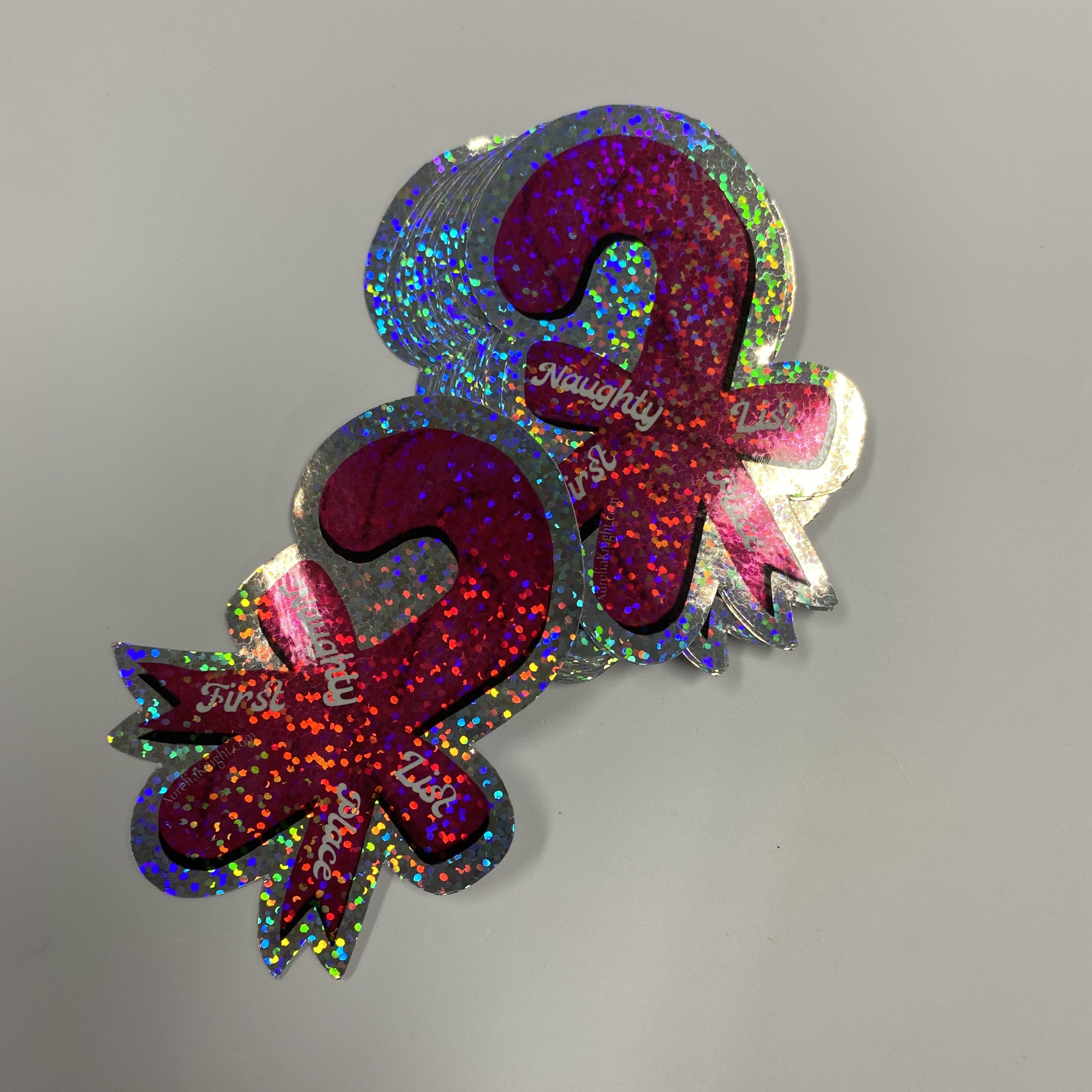 Free Mock up Custom Waterproof Printing Logo Decoration Gloss Vinyl Glitter Holographic Custom Die Cut Sticker
